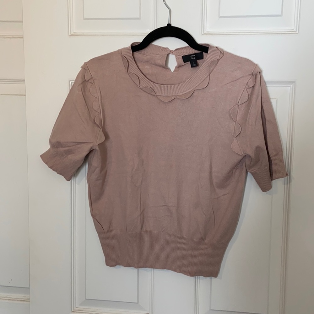 J Crew Knit Top with Scallop Detail